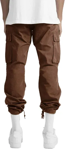 Miniatura 4 de THWEI Pantalones cargo para hombre, pantalones deportivos casuales de algodón, holgados, rectos