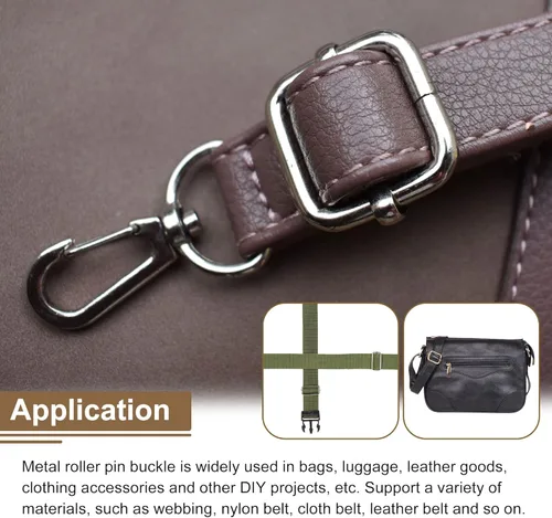 Miniatura 5 de uxcell Hebillas deslizantes, ajustador rectangular de metal, hebillas de pasador de rodillo, ajustador de correa deslizante para cinturón, Tono