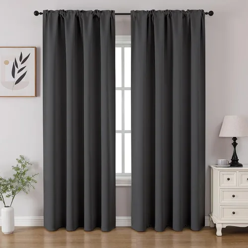 Miniatura 25 de CUCRAF - Cortinas opacas beige de 45 pulgadas, juego de 2 paneles con bolsillo para barra, cortinas para oscurecer dormitorios y sala de estar