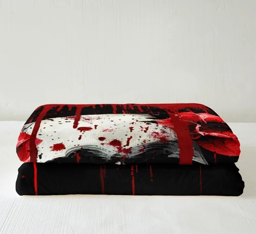 Miniatura 4 de Manfei Manta de calavera floral con estampado de sangre y flores rojas, para decoración de habitación de niños y niñas, manta gótica de calavera