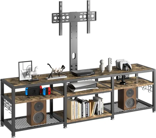 Miniatura 10 de VECELO Soporte de TV de 63 pulgadas con soporte y tomas de corriente, consola central de entretenimiento con estantes de almacenamiento abiertos
