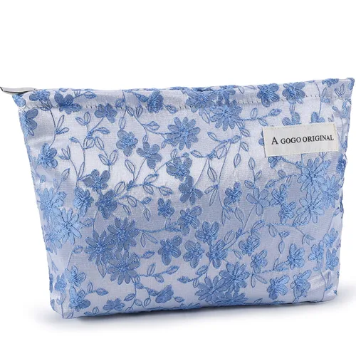 Miniatura 33 de Bolsa de maquillaje de flores para mujer, bonita bolsa de maquillaje para bolso, bolsa de cosméticos con cremallera, bolsa de cosméticos de lona