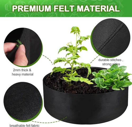 Miniatura 4 de Bolsa de cultivo grande de 15 galones, macetas redondas elevadas de tela resistente para plantar hierbas, flores, vegetales y papas