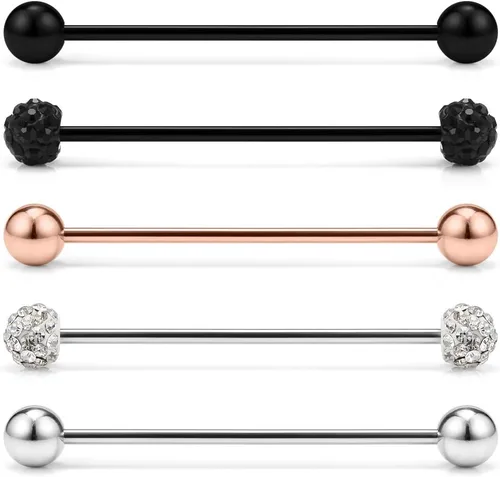 Ruifan Piercings de 14 g de acero inoxidable Industrial Barbell para cartílago de la oreja joyería1 1/2 pulgadas (38 mm)