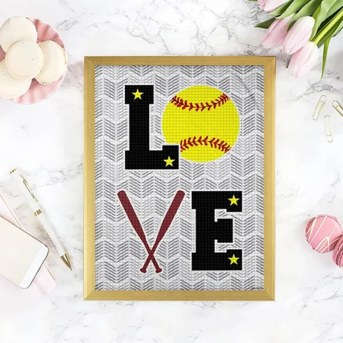 Miniatura 3 de QAZWSX Kits de pintura de diamantes de softbol divertido amor gráfico pintura de diamantes DIY 5D arte de gemas para adultos niñas, accesorios