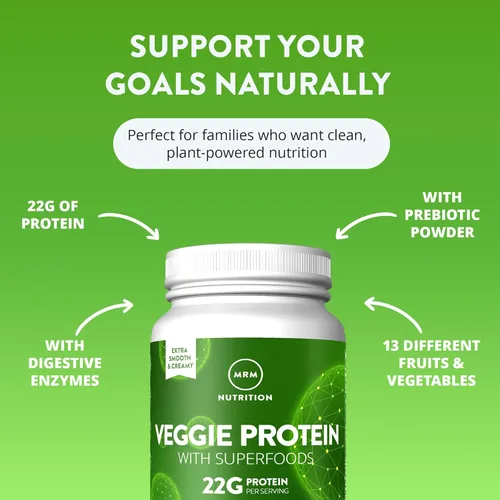 Miniatura 3 de MRM Nutrition Proteína vegetal con superalimentos, proteína en polvo con sabor a vainilla para mujeres y hombres, 0.78 oz de proteína vegana