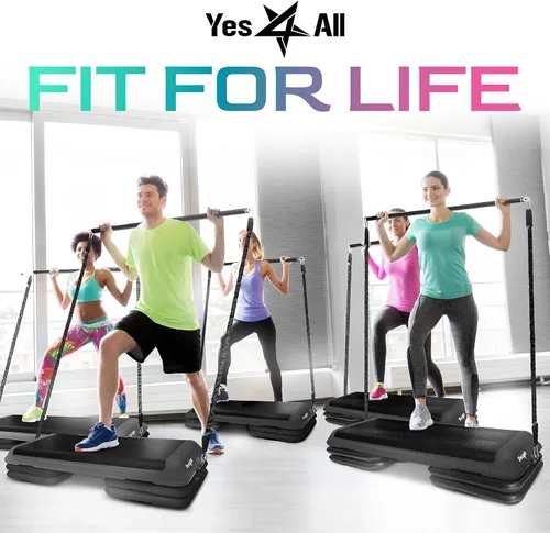 Miniatura 7 de Yes4All Plataforma ajustable de ejercicios aeróbicos para entrenamiento de tamaño para club de salud con 4 elevadores ajustables incluidos y G.