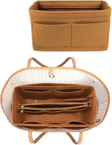 Lmeison Organizador de bolso, organizador de bolso en bolsa, organizador de tela de fieltro, 3 tamaños para Speedy Neverfull, café claro-01, M