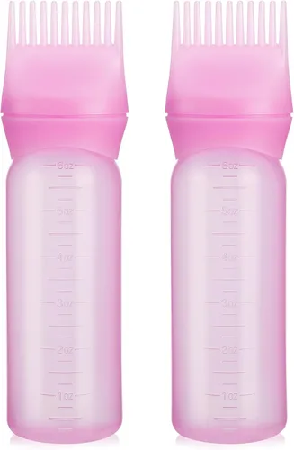 Miniatura 8 de Pimoys Paquete de 2 Botellas Aplicadoras de Peine para Raíces, Aplicador de Aceite de 6 Onzas para Tinte de Cabello, Aplicador de Aceite