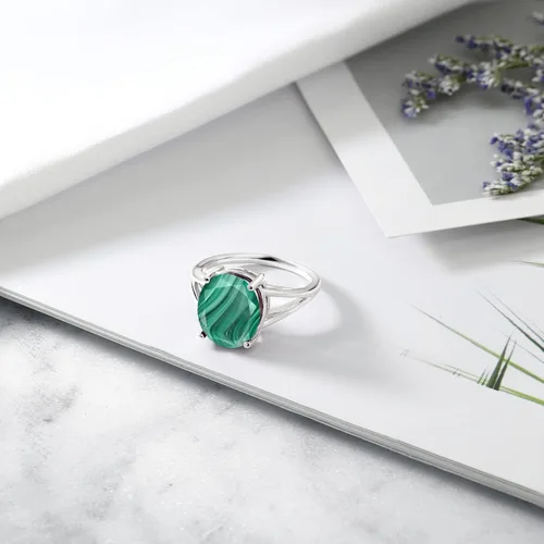 Miniatura 90 de Gem Stone King Anillo solitario con piedra preciosa de 3.00-7.00 quilates Plata de ley 925 Ovalado de 0.47 x 0.49 pulgadas Anillo
