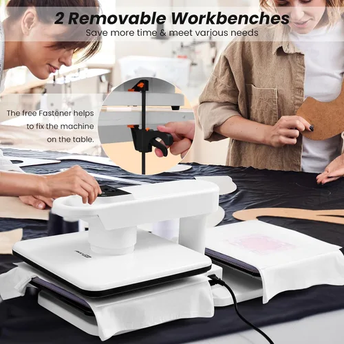 Miniatura 7 de AKEYDIY Prensa de calor de 15 x 15, máquina de prensa de calor automática de doble estación para camisetas, prensa digital de sublimación