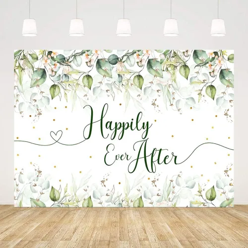AIBIIN Telón de fondo personalizado de 8 x 6 pies para bodas, hojas de eucalipto, puntos dorados, fondo de fotografía, despedida de soltera,