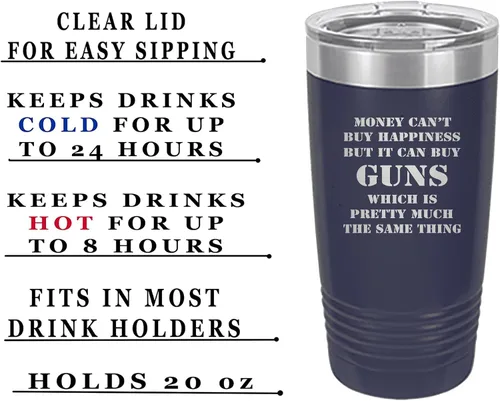 Miniatura 2 de Rogue River Tactical Taza divertida de caza de 20 onzas, taza de viaje con pistola de felicidad, con tapa de acero inoxidable, regalo para papá