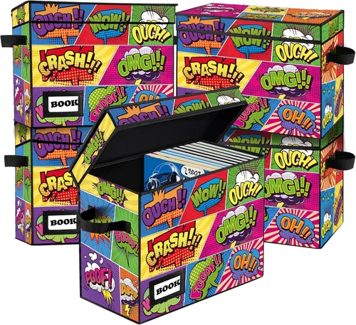 Miniatura 20 de Paquete de 2 Cajas de Almacenamiento de Cómics de Colección, Organizador Protector 15.8" X 7.8" X 11.8" Caja Corta Plegable con Capacidad