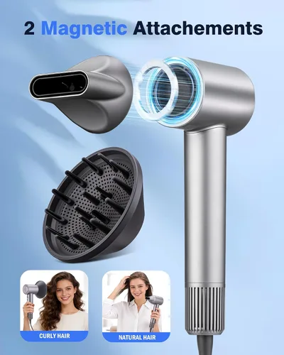 Miniatura 4 de Secador de pelo iónico de alta velocidad, motor sin escobillas para secado rápido, 3.7 mil millones de iones negativos para cabello liso, secador
