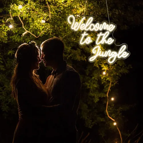 Miniatura 7 de Letrero de Neón "Bienvenido a la Jungla" en Blanco Cálido, Letrero de Luz LED para Decoración de Pared, Letra USB Iluminada para Dormitorio