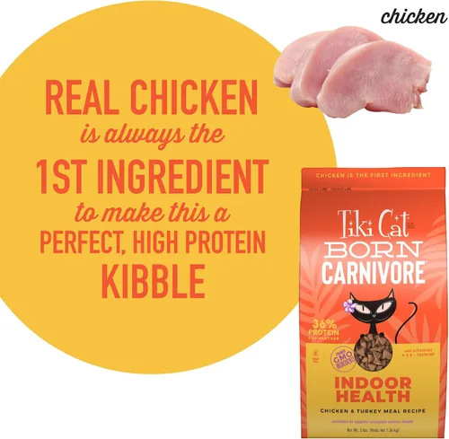 Miniatura 7 de Tiki Cat Born Carnivore Alto en Proteína, Salud para Interior, Receta de Comida de Pollo y Pavo, Sin Granos, Galletas Horneadas para Maximizar