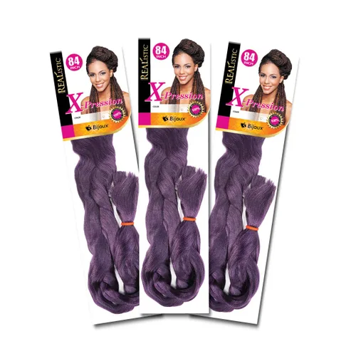 Miniatura 48 de Realistic Trenza original X-Pression 84 pulgadas 100% Kanekalon (paquete de 3, 1) M-61XPRES84