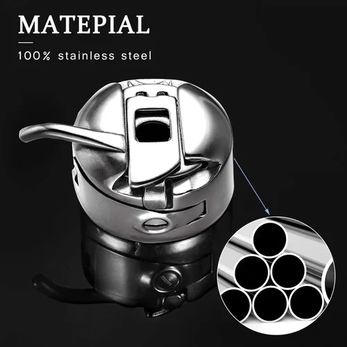 Miniatura 4 de Caja de bobina para máquina de coser de acero inoxidable para carga frontal, máquinas de 15 clases, adecuada para máquinas de coser del hogar