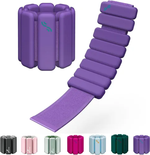 Miniatura 21 de Sportneer Pesas de muñeca y tobillo para mujeres y hombres, 1 par (1 libra/2 libras cada uno), pulsera con peso ajustable de silicona para yoga
