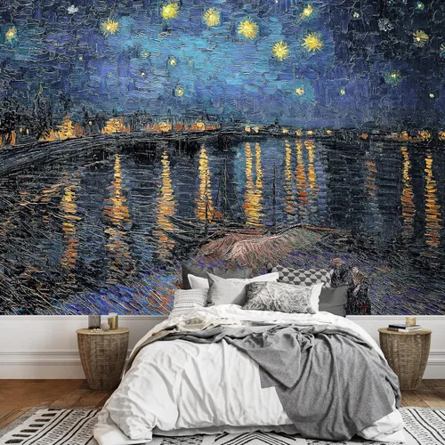 wall26 - Noche estrellada sobre el ródano por Vincent Van Gogh - Impresionismo holandés - Mural de pared grande para despegar y pegar del artista