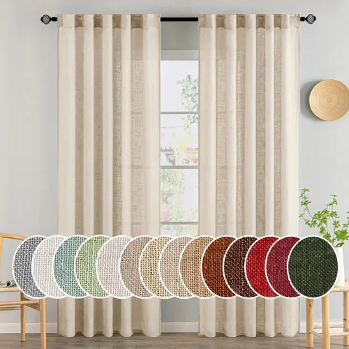 Miniatura 124 de MIULEE Cortinas de lino blanco de 108 pulgadas de largo para dormitorio, sala de estar, cortinas de ventana con textura de lino suave y grueso, Lino