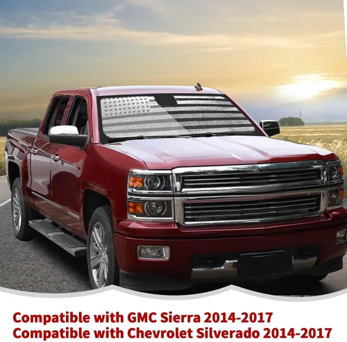 Miniatura 7 de RT-TCZ Parasol para parabrisas, protector térmico para ventana, parasol para GMC Sierra 2014, 2015, 2016, 2017, para Chevy Silverado 2014-2017