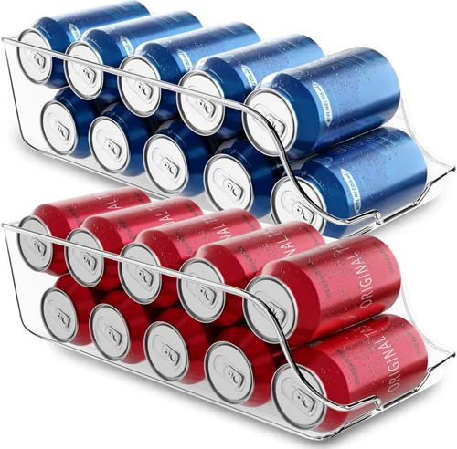 Utopia Kitchen Organizador y dispensador de latas de soda para refrigerador/despensa, organizador de almacenamiento de latas duradero para