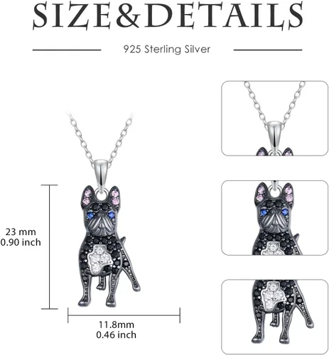 Miniatura 17 de Collares con colgante de perro de plata de ley S925 – 24 razas corgi/husky/labrador/pastor para mujer
