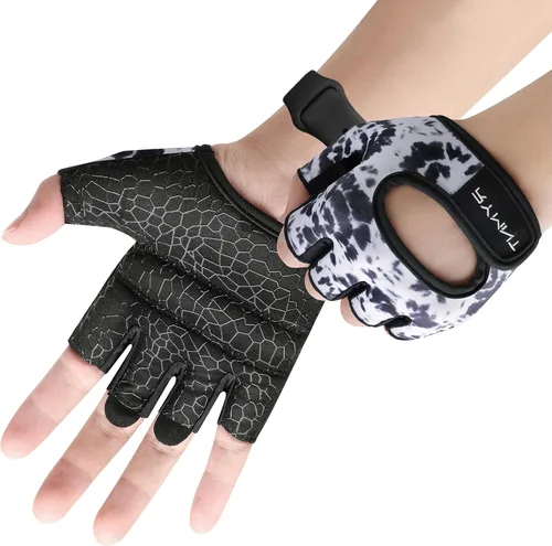 Miniatura 2 de Guantes de levantamiento de peso mínimo, guantes cortos de microentrenamiento con almohadillas de agarre y protección completa de la palma y agarre