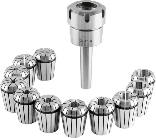 Miniatura 5 de Accusize Industrial Tools Mt2 Shank Er32 Chuck con kit de pinzas de 11 piezas, 1/8 pulgadas - 3/4 pulgadas por 16, sistema de boquilla cónica Morse