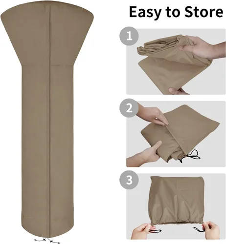 Miniatura 5 de Easy-Going Funda para calentador de patio con cremallera y bolsa de almacenamiento, cubierta impermeable para calentador de exterior, a prueba