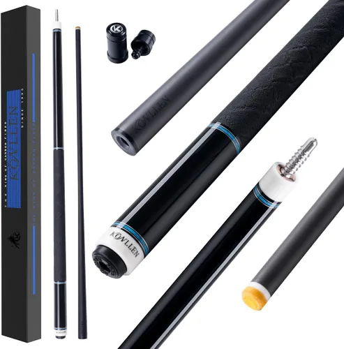 Miniatura 10 de KONLLEN 2.0 Carbon Fiber Pool Cue, Low Deflection Shaft with Pro Taper, Ebony Inlay Design, 12.5mm / 11.8mm Tip, Adjustable Weight System