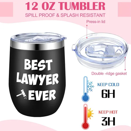 Miniatura 3 de 7 piezas de regalos de abogados para mujeres, regalo de escuela de derecho, incluye vaso de acero inoxidable de 12 onzas, llavero, vela, bolígrafo
