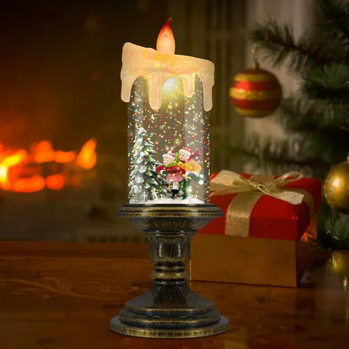 Miniatura 7 de AOMIL - Velas sin llama de Navidad, velas LED parpadeantes con temporizador, luces de bola de nieve para decoraciones navideñas Esquí