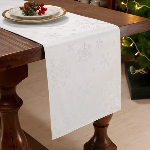 Miniatura 12 de HARORBAY Juego de 6 manteles individuales blancos, manteles individuales con copos de nieve dorados para comedor, cocina, fiesta, vacaciones