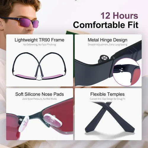 Miniatura 4 de Lentes daltónicos de color rojo y verde, alto contraste para la vida diaria, conducción, trabajo, uso en interiores y exteriores para hombres