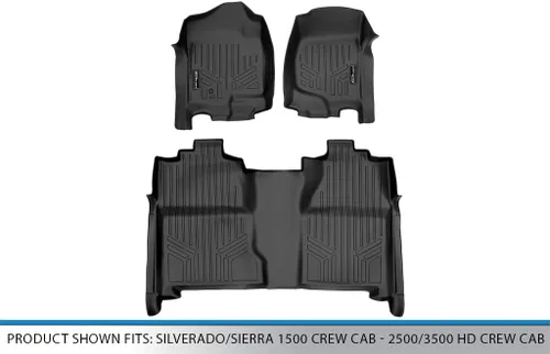 Miniatura 5 de SMARTLINER Juego de tapetes de piso de recubrimiento, de 2 filas, para Chevrolet Silverado 1500 2007-2013