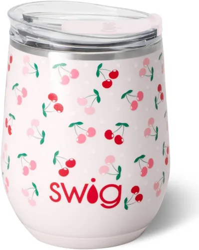 Miniatura 27 de Swig Life Vaso de vino de 12 onzas con tapa, acero inoxidable, apto para lavavajillas, portátil, triple aislamiento (todos los americanos)