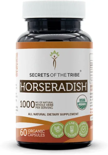 Secrets of the Tribe Rábano picante USDA Organic 60 cápsulas | Fabricado con cápsulas vegetarianas y rábano picante orgánico certificado (Armoracia