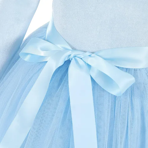 Miniatura 6 de Flofallzique Vestido de terciopelo para niñas pequeñas, con volantes, de manga larga, vestido de tul de princesa para fiesta de cumpleaños, de 1 a