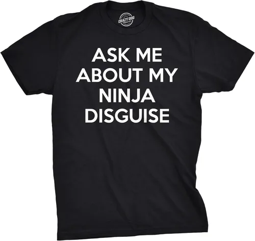 Miniatura 2 de Mens Ask Me About My Ninja Disguise Flip T Shirt Funny Costume Graphic Humor Tee