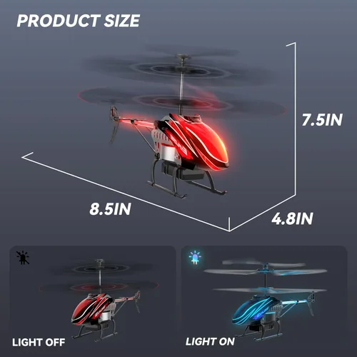 Miniatura 6 de BUSSGO Helicóptero RC, helicóptero de control remoto para niños con 30 minutos de vuelo (2 baterías), modos de luz LED 7+1, sujeción de altitud