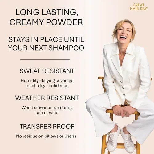 Miniatura 6 de Joan Rivers Great Hair Day Polvo de Retoque de Raíz – Polvo Rellenador para Cabello de Aspecto más Grueso y Abundante (Rubio Ceniza)