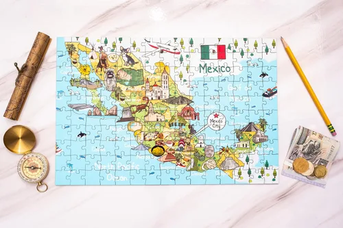 Miniatura 2 de Rompecabezas de madera con mapa de México, 152 piezas, 15 x 10 pulgadas