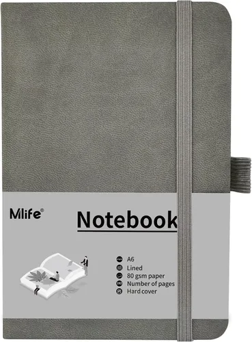 Miniatura 18 de Cuaderno pequeño A6, cuaderno de bolsillo forrado con soporte para bolígrafo, mini cuaderno de tapa dura, 192 páginas, 3.9 x 5.5 pulgadas Jurnal Azul