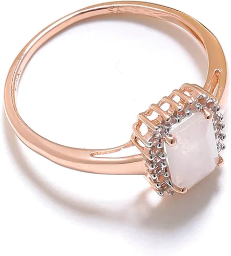 Miniatura 5 de YoTreasure Anillo de compromiso de oro rosa de 10 quilates con piedra lunar de 1.52 quilates