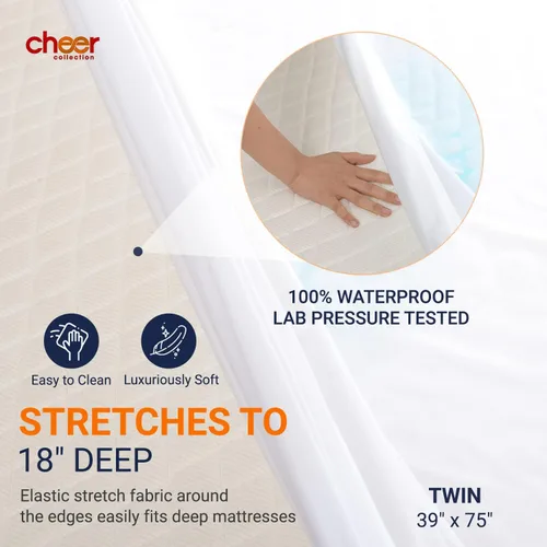 Miniatura 5 de Cheer Collection Protector de colchón impermeable para incontinencia, funda de colchón elástica transpirable y silenciosa