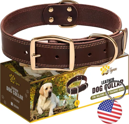 Miniatura 26 de ADITYNA Collar de cuero resistente para perros extra grandes, collar de cuero rojo suave y fuerte para razas XL
