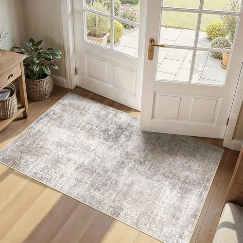Miniatura 43 de kakania Alfombra lavable de 3 x 5, antideslizante, moderna, de pelo bajo, para entrada, dormitorio, cocina, baño, apta para niños, mascotas, robot